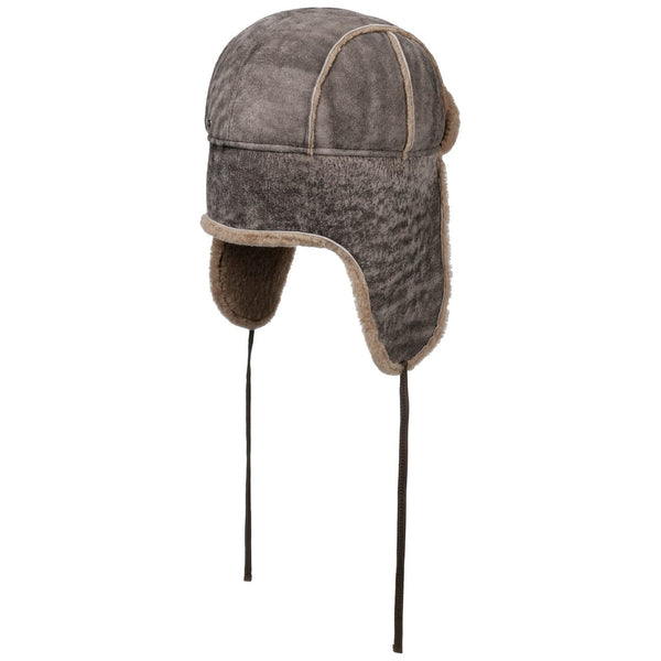 grey leather trapper hat - Bomber Cap Pigskin Rabbit grey Stetson : Headict