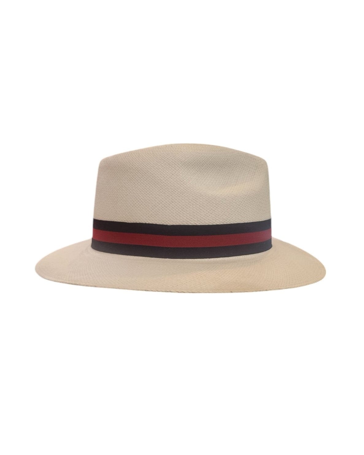 Bleached Fedora Panama blue/red band by JJ Hats