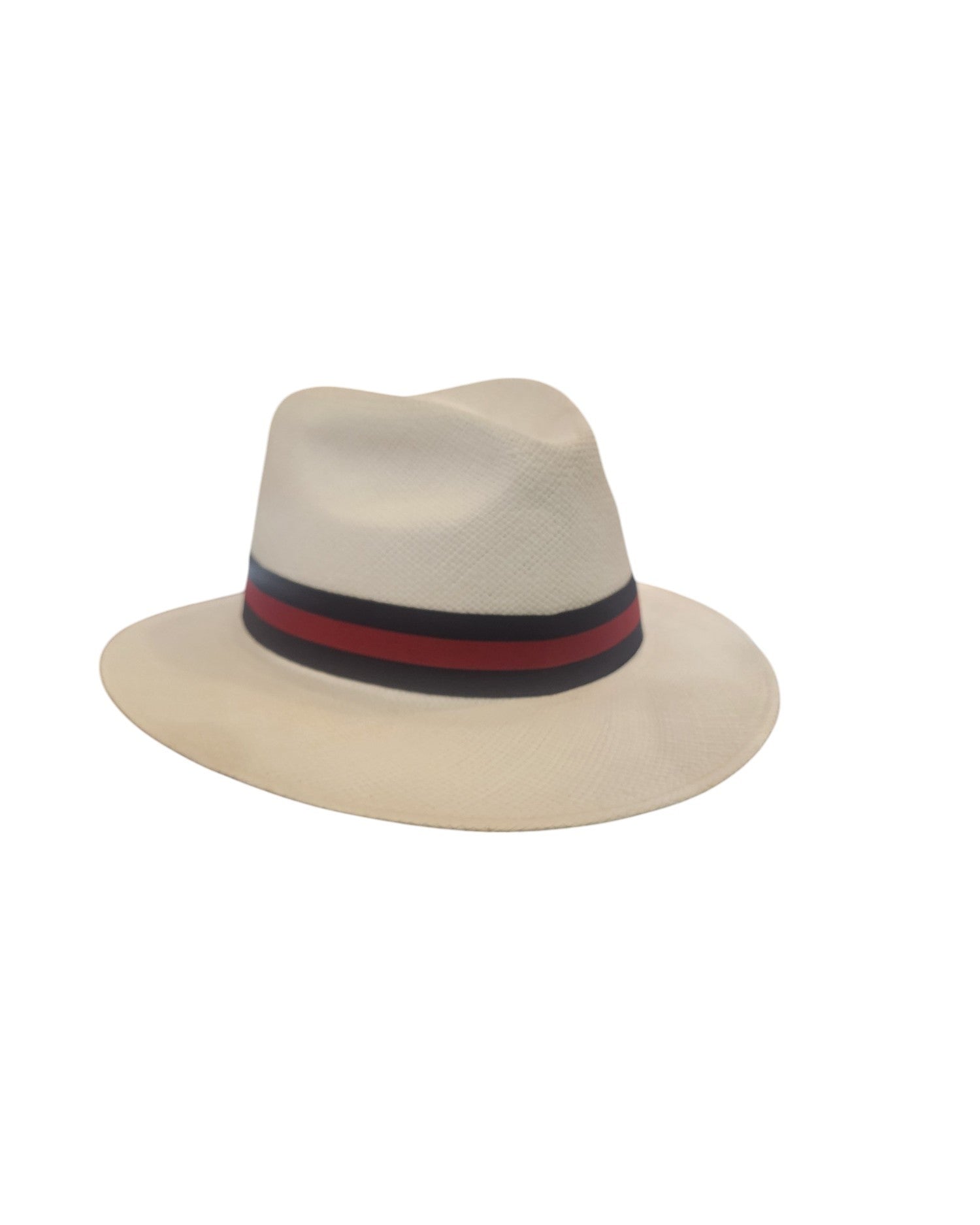 Bleached Fedora Panama blue/red band by JJ Hats