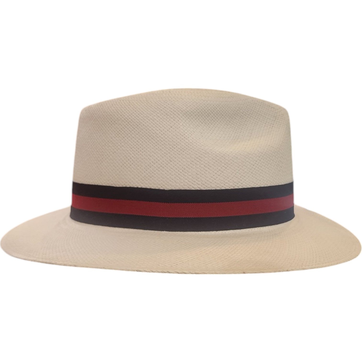 Bleached Fedora Panama blue/red band by JJ Hats