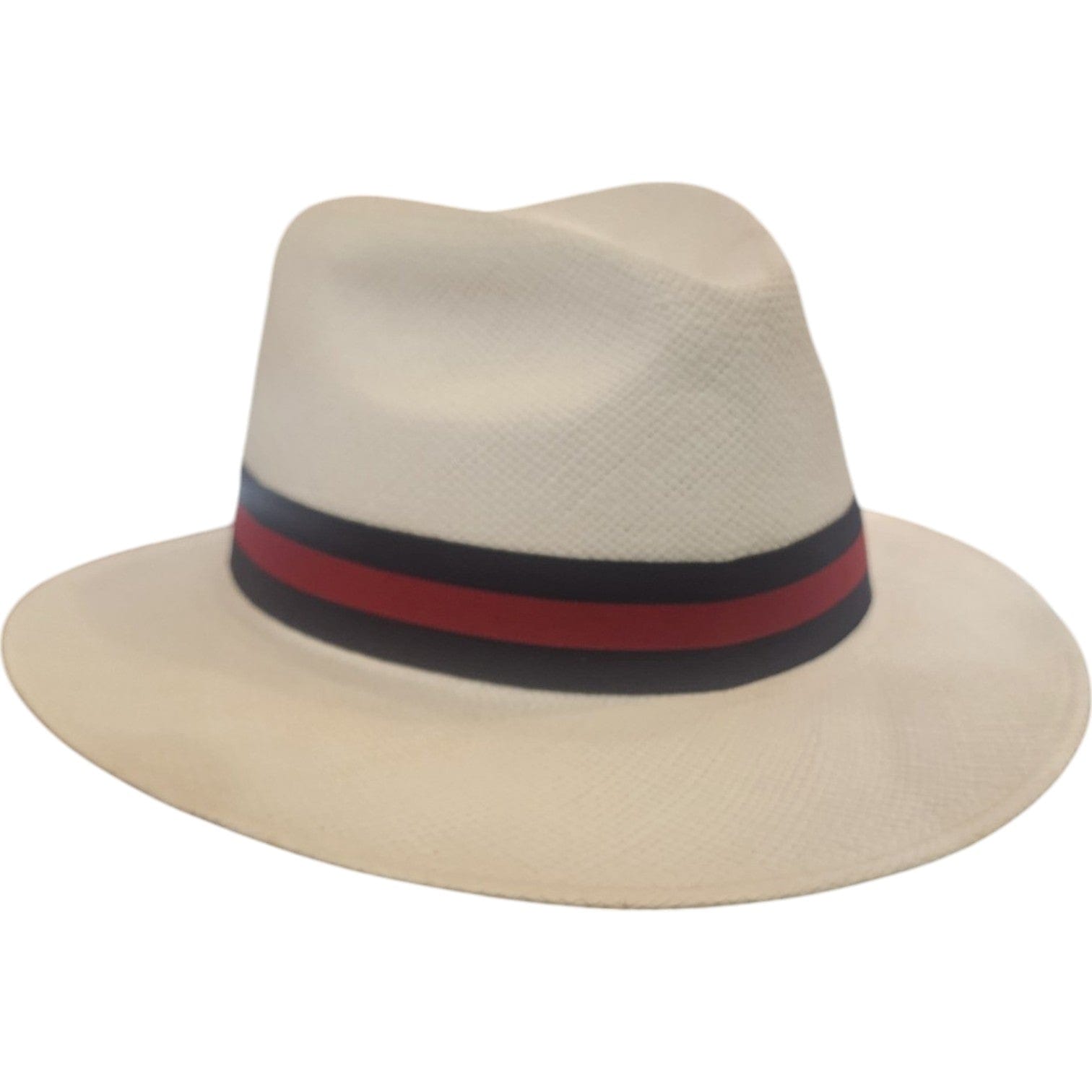 Bleached Fedora Panama blue/red band by JJ Hats